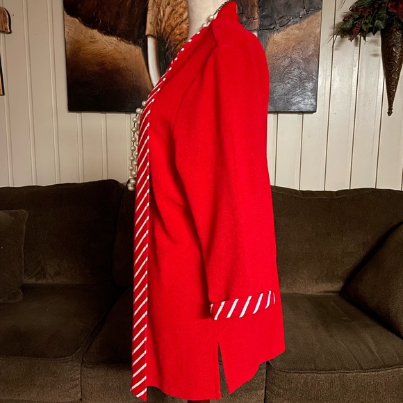 Draper's & Damon's • Large •  Red/White • Striped • Cardigan • Sweater - Picture 6 of 9
